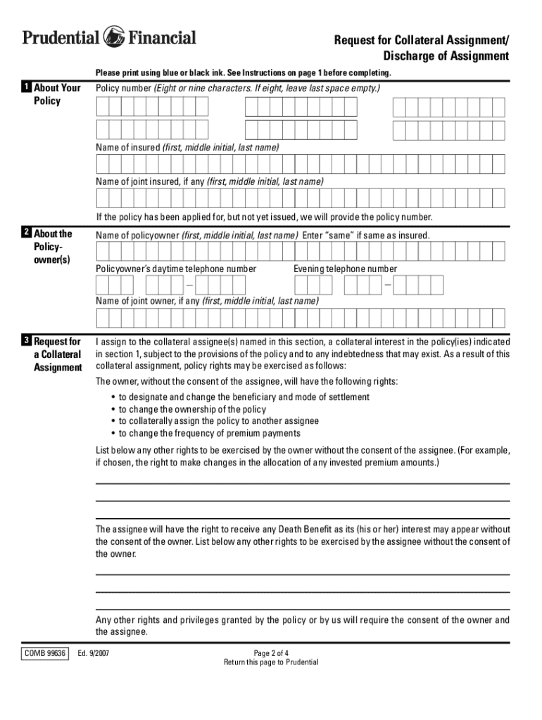 prudential collateral assignment form