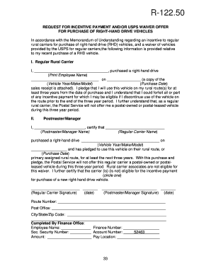 Usps Rhd Incentive  Form