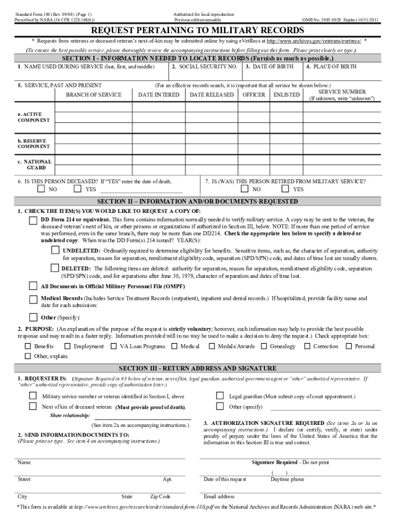 Sf 180  Form