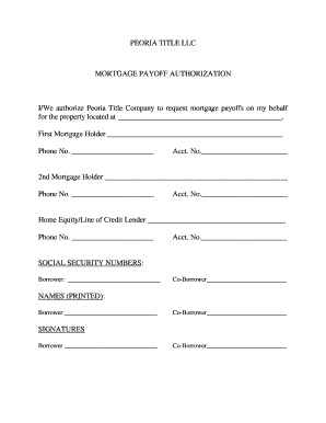 Payoff Authorization Form