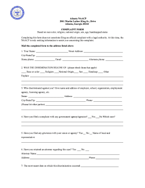 Naacp Complaint Form