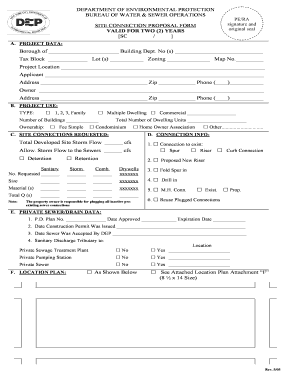 DEP Site Connection Proposal Application &amp; Guidelines NYC Gov  Form