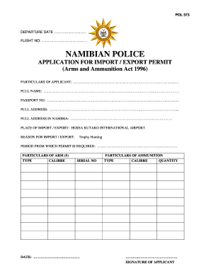  Namibian Police Declaration Form 2012