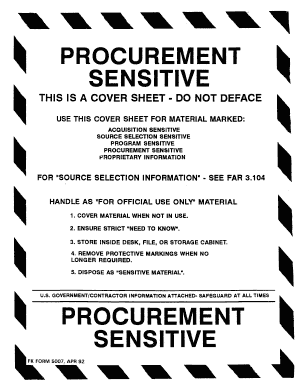 Proprietary Data Cover Sheet  Form