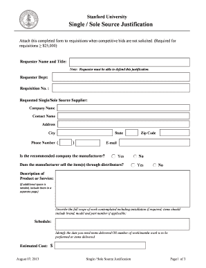 Sole Source Justification Form