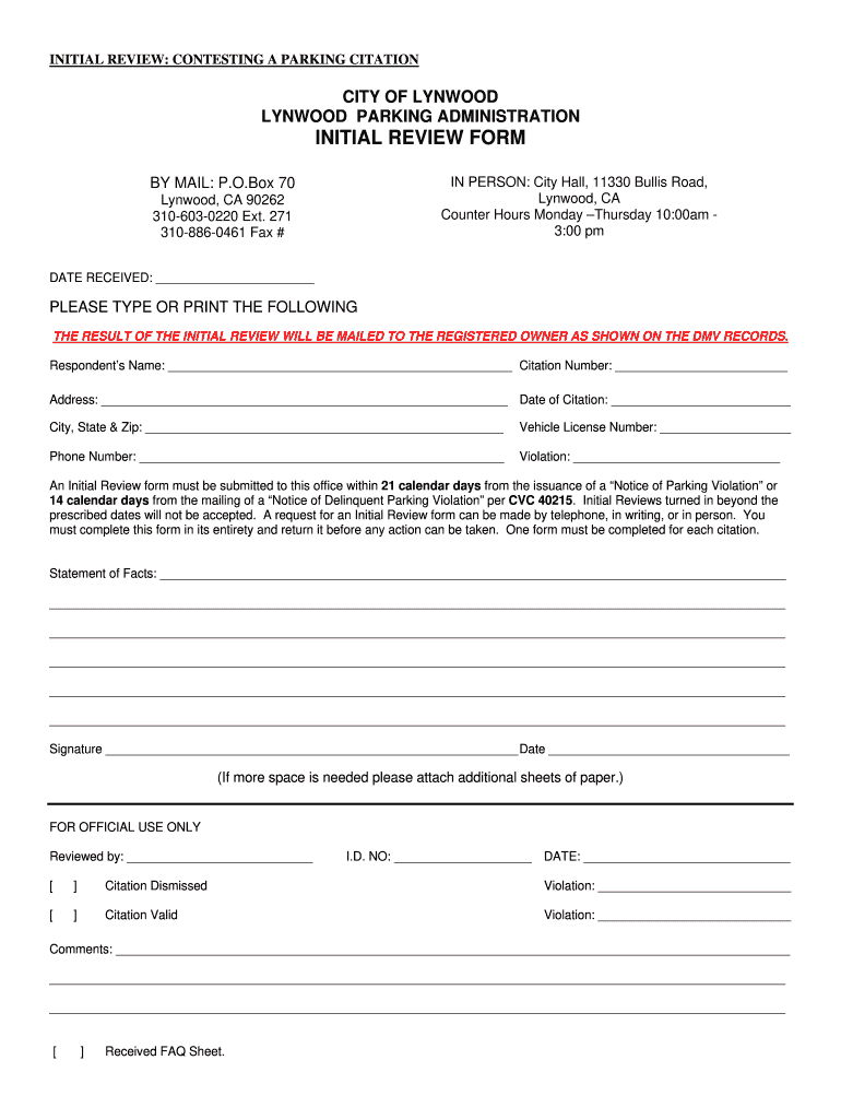 Initial Review Form PDF  City of Lynwood