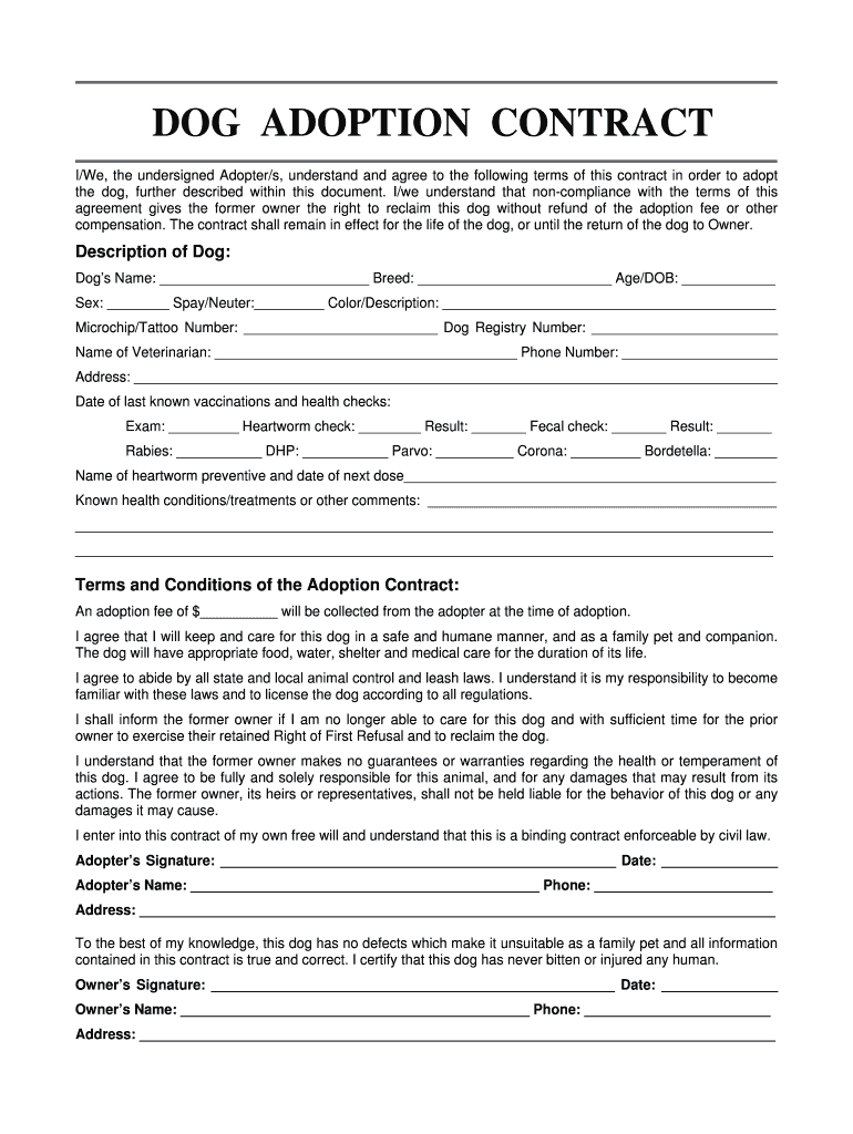Sample Adoption Contract Image Texalmal  Form