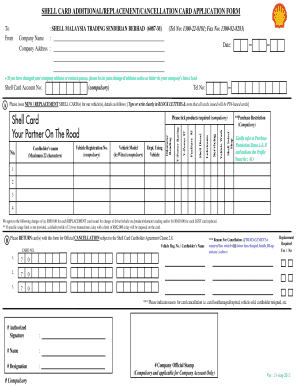 Shell Card Replacement Form