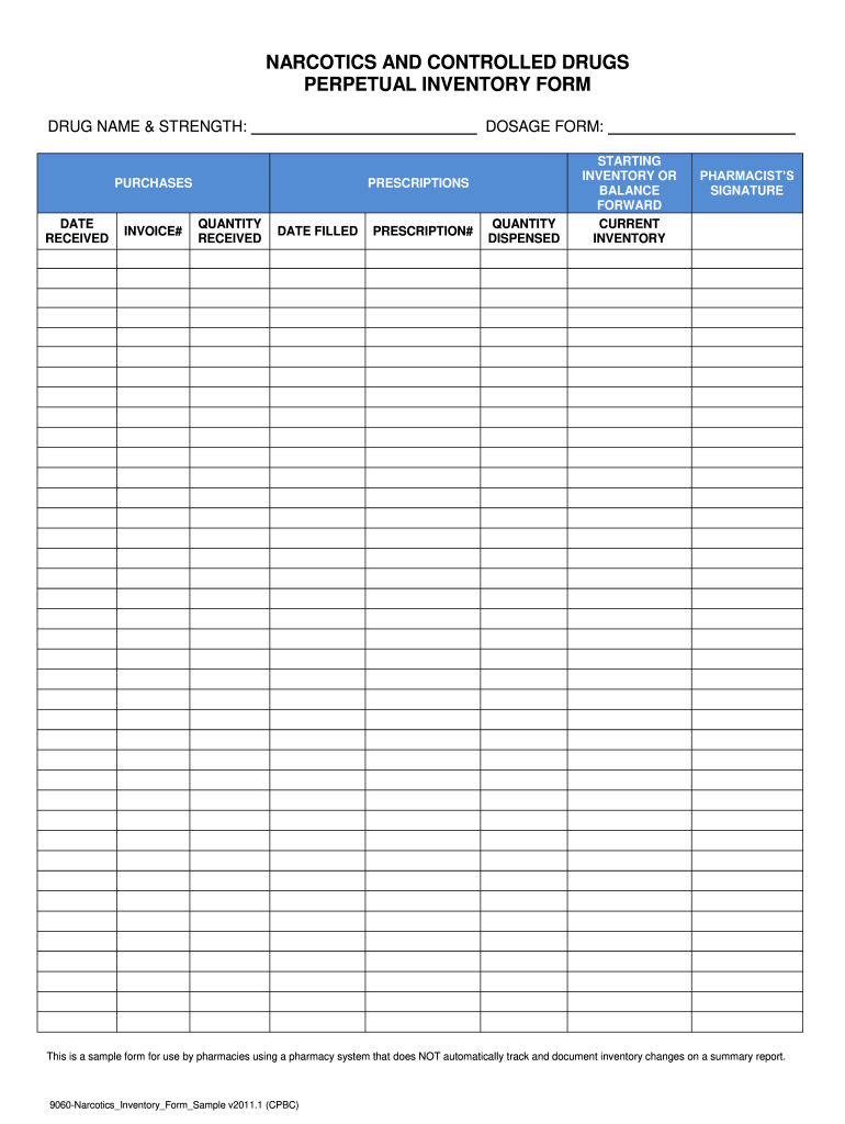 Contoh Format Narcotic List