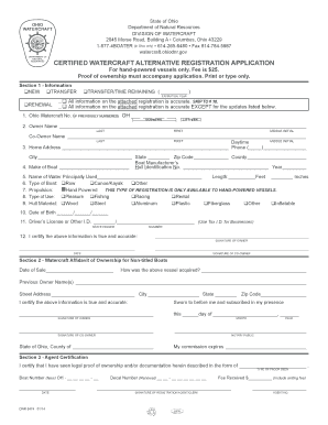 Certified Watercraft Alternative Registration Application PDF 241Kb  Form