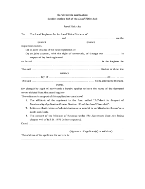 Survivorship Application Ontario  Form