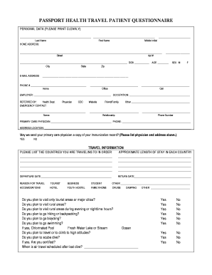 Intake Form Passport Health