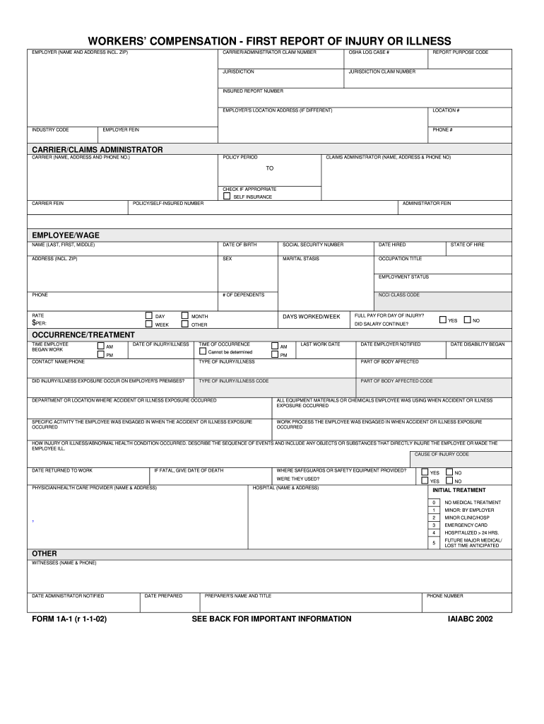  Workers Comp Form 1a 1 2002-2024