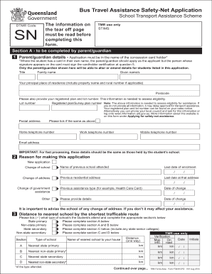  Bus Travel Assistance Safety Net Application Form Department of Support Transport Qld Gov 2018