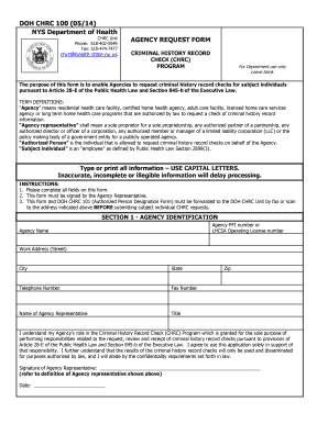 New York Criminal History Record Check Form