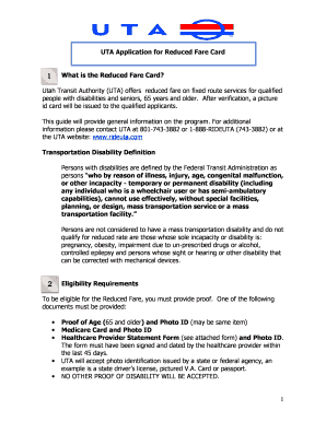 Reduced Fare Application  Form