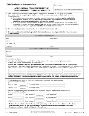 Get and Sign IC 2 App for PTD  the Industrial Commission of Ohio 2015-2022 Form