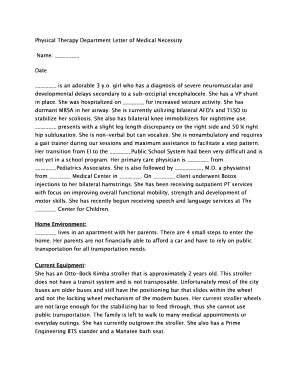 Physical Therapy Letter of Medical Necessity  Form