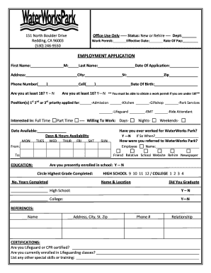 Job Application to Print  Form