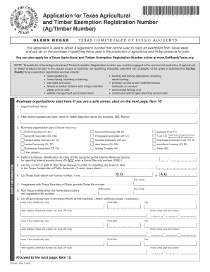 AP 228 Application for Texas Agriculture and Timber Exemption Window State Tx  Form
