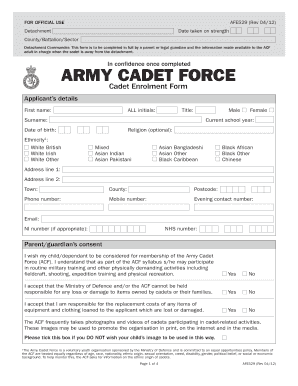 EnrolmentForm Army Cadet Force