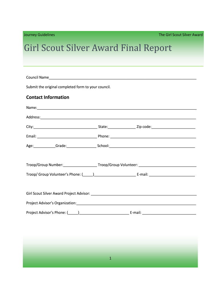  Girl Scout Silver Award Final Report  Girl Scouts of Citrus Council 2010
