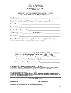 Dom of Information Act Application in Burbank Il