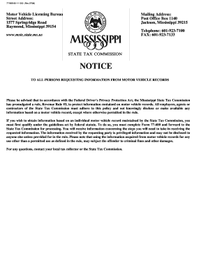  Records Request Form Mississippi Department of Revenue Dor Ms 2006