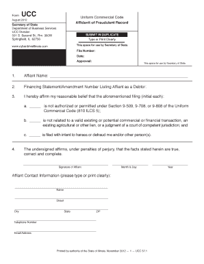 Illinois Affidavit Fraudulent  Form