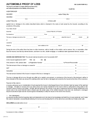 How to Fill Automobile Proof of Loss Form Sample