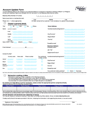 Account Update Form for May 2 Philippine Airlines