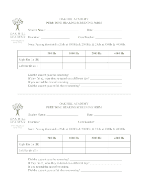 Hearing Screening Form