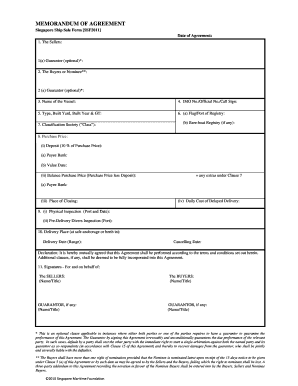 Singapore Ship Sale Form