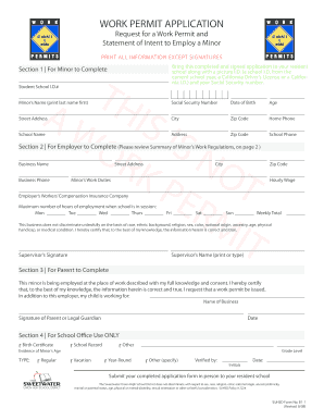 Work Permit Application Sweetwater Union High School District Syh Sweetwaterschools  Form