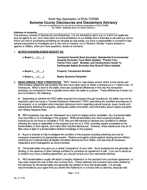 Sonoma County Disclosures and Disclaimers Advisory  Form