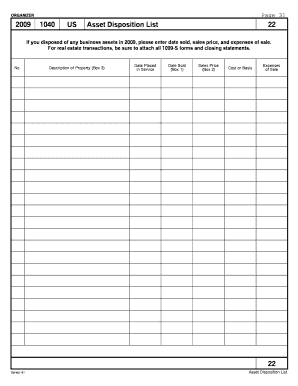 Asset Disposition List  Form