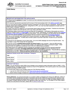 Form 61 4A CASA Flight Crew Licence Application on Basis of Casa Gov