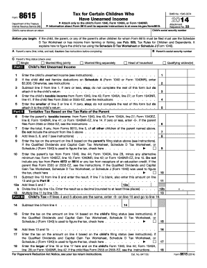  Form 8615 Tax for Certain Children Who Have Unearned Income Irs 2014
