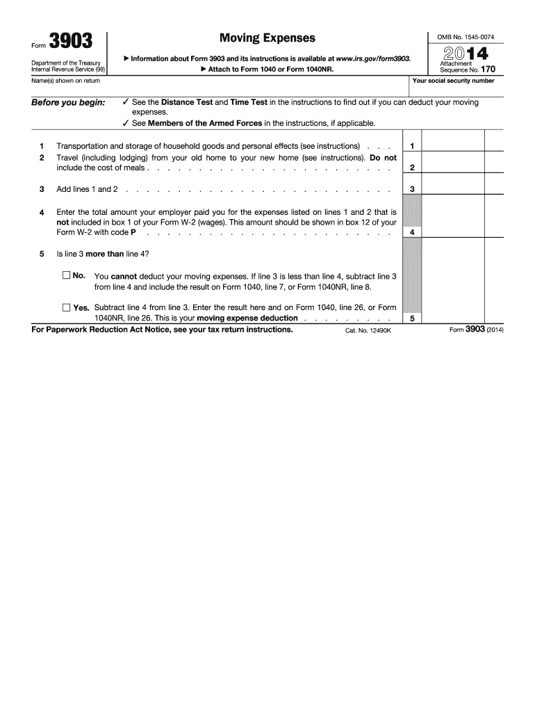 Form 3903 Moving Expenses Irs
