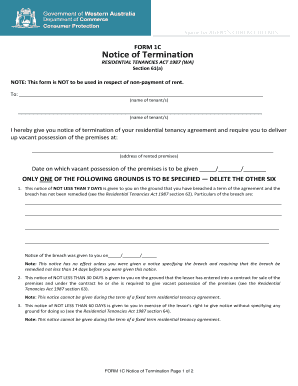 Form 1c Notice of Termination