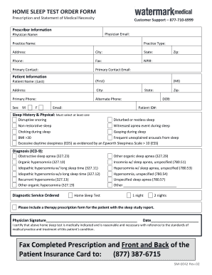 Home Sleep Study Order Form Watermark Medical