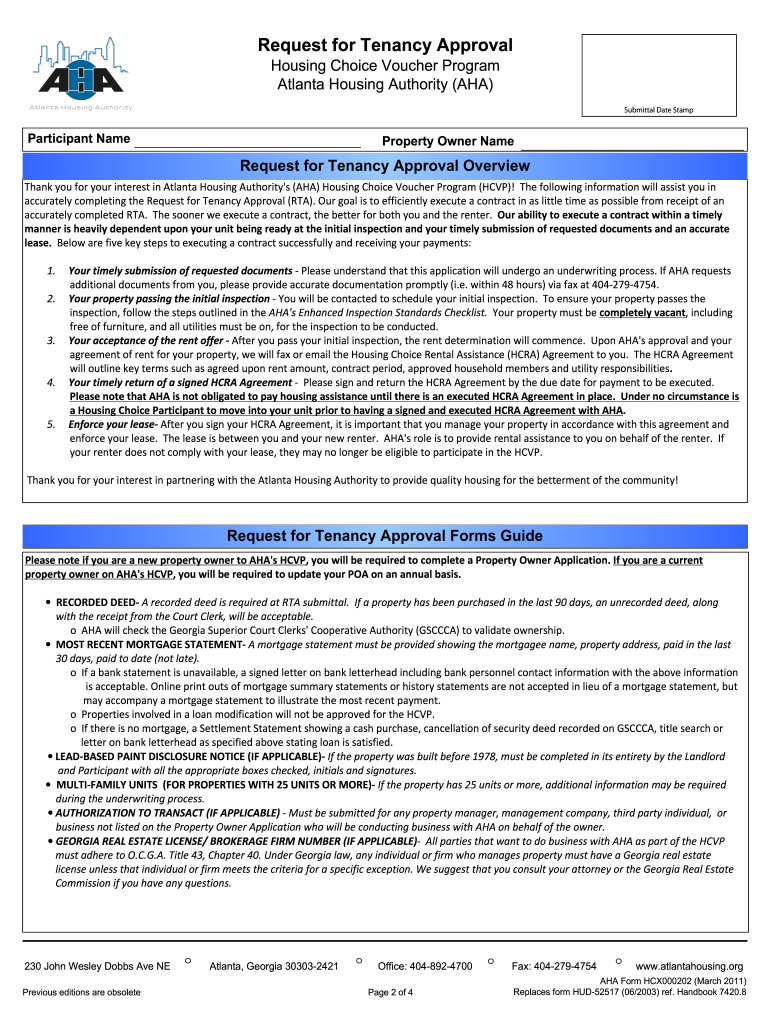 Request for Tenancy Approval Packet  Form