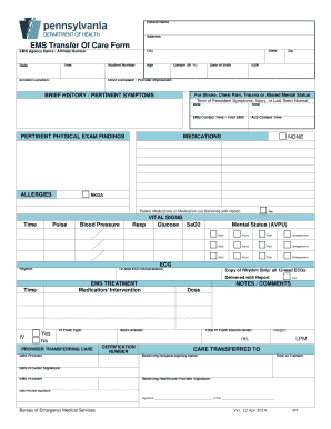 Get and Sign Pa Form Transfer Care 2014-2022