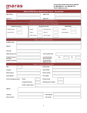 Maras Reference Application Form Guarantor Bodorgan