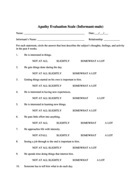 Apathy Evaluation Scale  Form