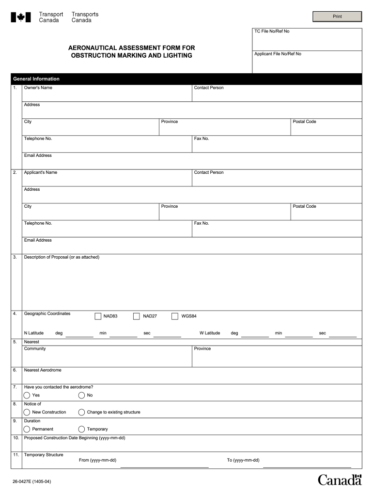 Transport Canada Aeronautical Assessment Form