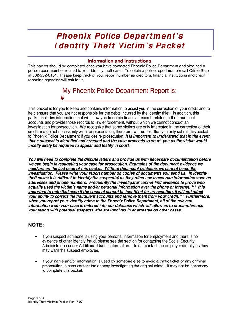 Phoenix Police Identity Theft Report 2007