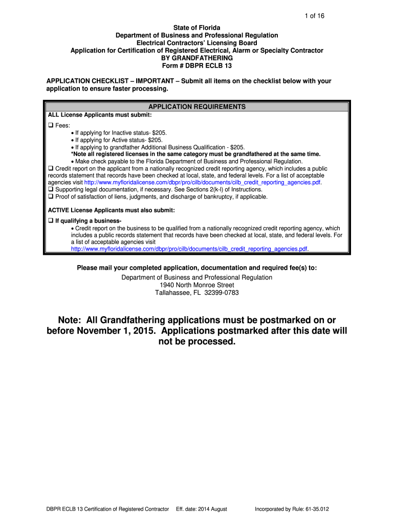 Eclb 13 Grandfathering PDF  Form