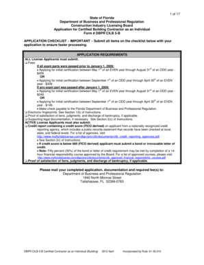 DBPR CILB 5 B Certified Contractor as an Individual Building  Form