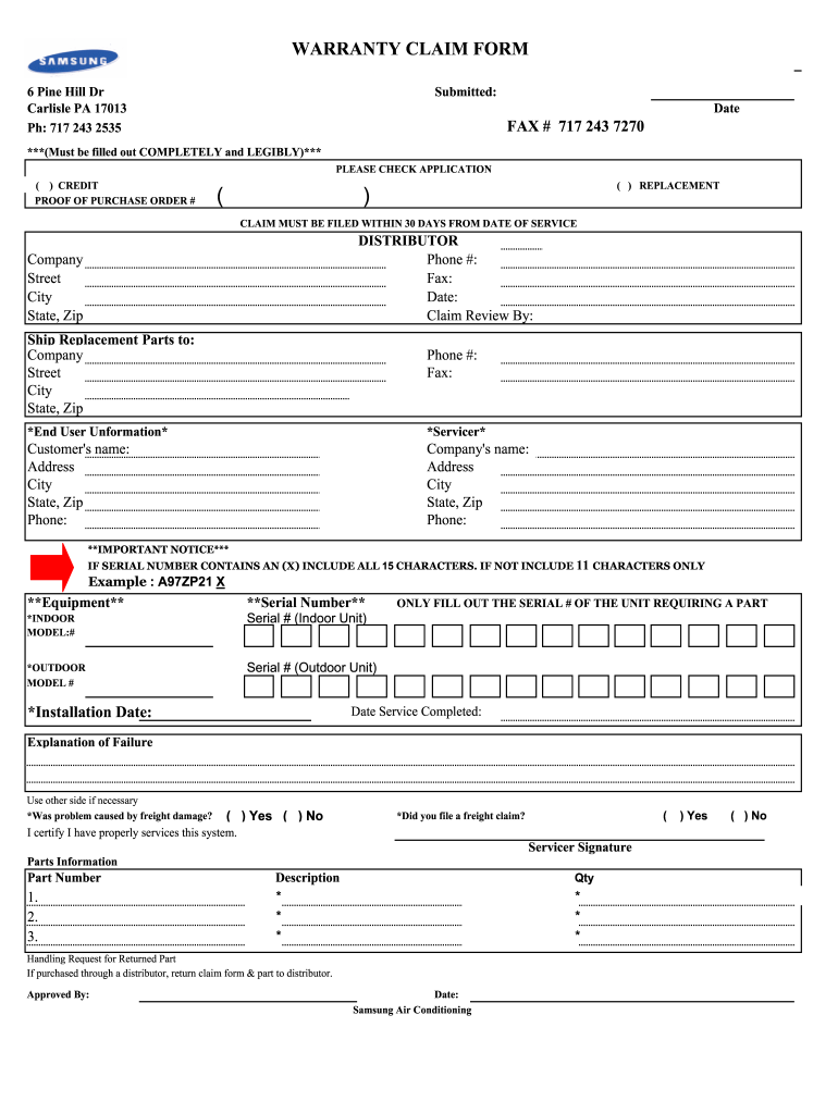 Samsung Claim Form